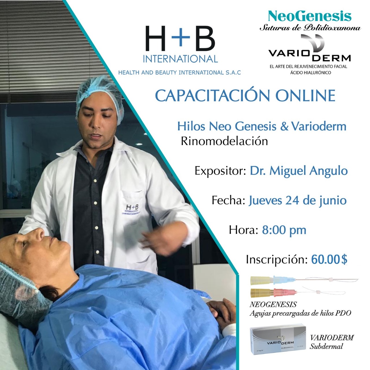 Taller de capacitación Online sobre Varioderm y NeoGenesis en Rinomodelación Junio 2021